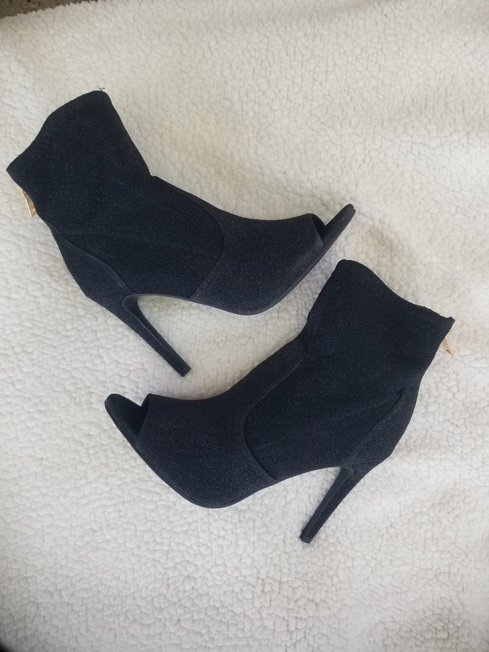 GUESS Black Peep-Toe High-Heel Ankle Booties